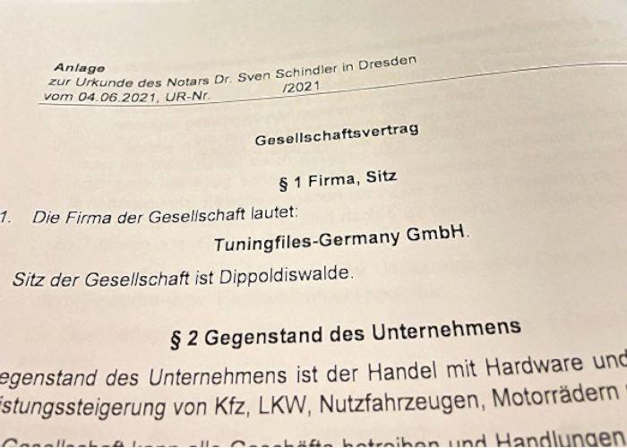 Tuningfiles Gründung der Tuningfiles-Germany GmbH